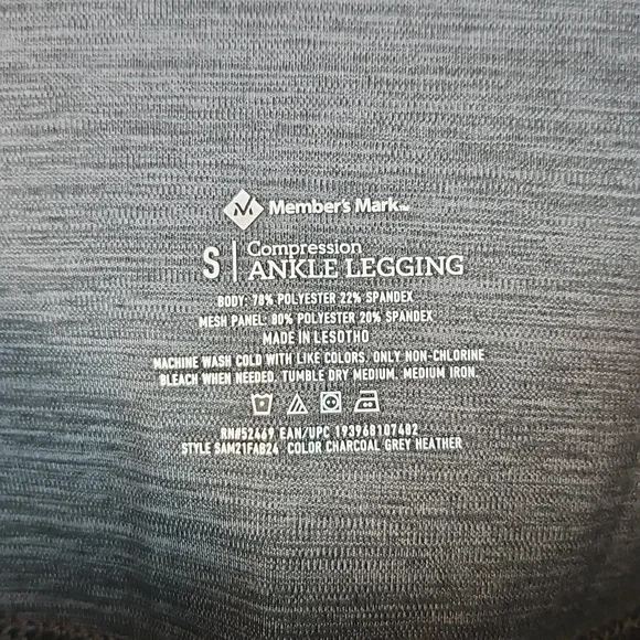 Women's Member's Mark Small Compression Athletic Ankle Leggings with Pockets T10 - Picture 3 of 6